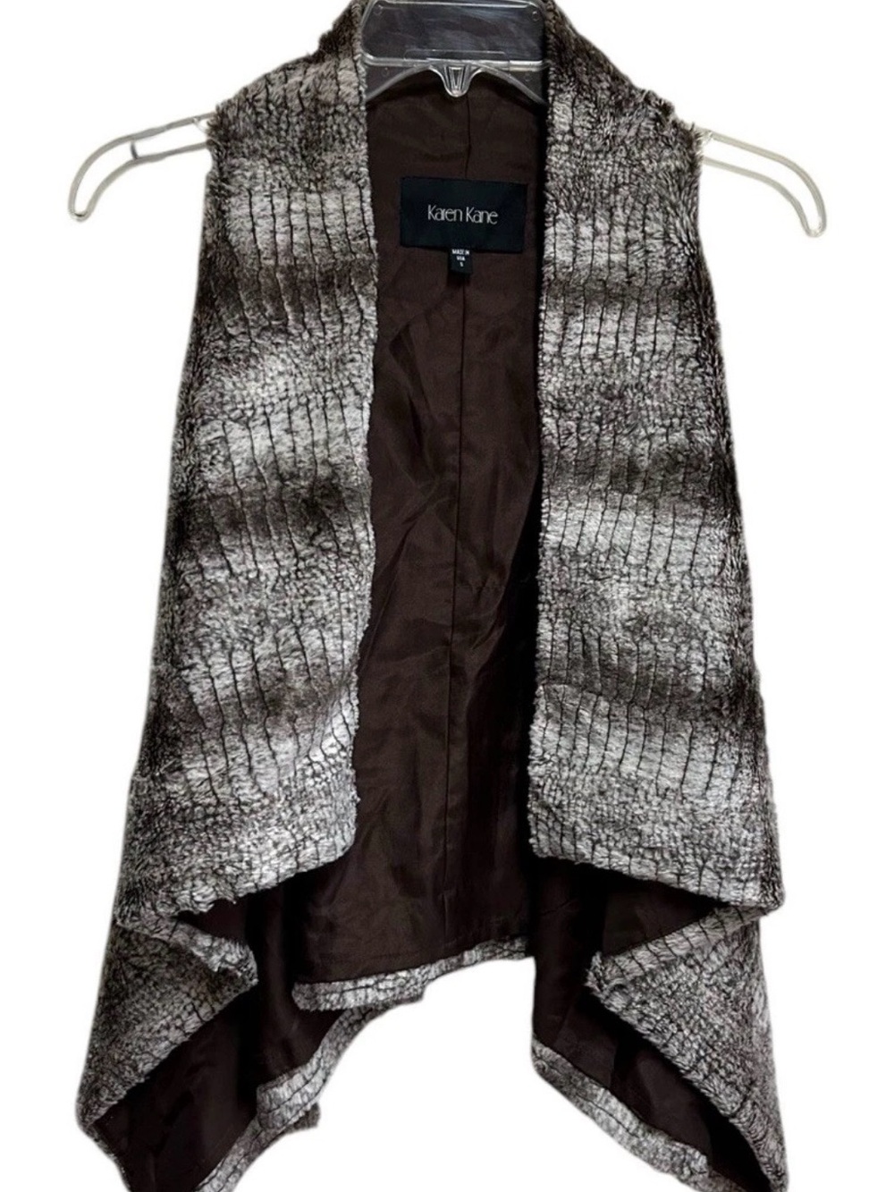 Karen Kane Vest Faux Fur Size Small Quite Luxury Old Money Elevated Staple
